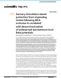 Cover page: Sensory stimulation-based protection from impending stroke following MCA occlusion is correlated with desynchronization of widespread spontaneous local field potentials