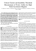 Cover page: Critical Current and Instability Threshold Measurement of Nb3Sn Cables for High Field Accelerator Magnets