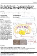 Cover page: Mitochondrial Oxidative Phosphorylation Complex Regulates NLRP3 Inflammasome Activation and Predicts Patient Survival in Nasopharyngeal Carcinoma*