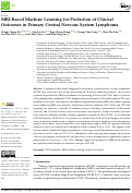 Cover page: MRI-Based Machine Learning for Prediction of Clinical Outcomes in Primary Central Nervous System Lymphoma.