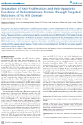 Cover page: Separation of Anti-Proliferation and Anti-Apoptotic Functions of Retinoblastoma Protein through Targeted Mutations of Its A/B Domain