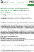 Cover page: Effects of acclimation temperature and feed restriction on the metabolic performance of green sturgeon.