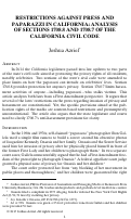 Cover page: Restrictions Against Press and Paparazzi in California: Analysis of Sections 1708.8 and 1708.7 of the California Civil Code