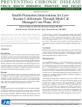 Cover page: Health Promotion Interventions for Low-Income Californians Through Medi-Cal Managed Care Plans, 2012