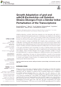 Cover page: Growth Adaptation of gnd and sdhCB Escherichia coli Deletion Strains Diverges From a Similar Initial Perturbation of the Transcriptome