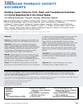 Cover page: Building Career Paths for Ph.D., Basic and Translational Scientists in Clinical Departments in the United States: An Official American Thoracic Society Workshop Report.