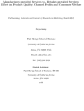 Cover page: Manufacturer-provided services vs. Retailer-provided services: Effect on product quality, channel profits and consumer welfare