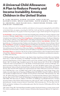 Cover page: A Universal Child Allowance: A Plan to Reduce Poverty and Income Instability Among Children in the United States
