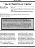Cover page: Machine Learning in Relation to Emergency Medicine  Clinical and Operational Scenarios: An Overview