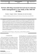 Cover page: Factors affecting seasonal forecast use in Arizona water management: a case study of the 1997-98 El Niño