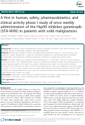 Cover page: A first in human, safety, pharmacokinetics, and clinical activity phase I study of once weekly administration of the Hsp90 inhibitor ganetespib (STA-9090) in patients with solid malignancies