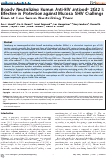 Cover page: Broadly Neutralizing Human Anti-HIV Antibody 2G12 Is Effective in Protection against Mucosal SHIV Challenge Even at Low Serum Neutralizing Titers