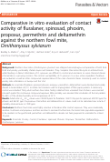 Cover page: Comparative in vitro evaluation of contact activity of fluralaner, spinosad, phoxim, propoxur, permethrin and deltamethrin against the northern fowl mite, Ornithonyssus sylviarum.