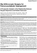 Cover page: Hip Arthroscopic Surgery for Femoroacetabular Impingement: A Prospective Analysis of the Relationship Between Surgeon Experience and Patient Outcomes