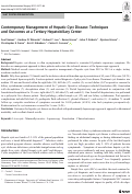 Cover page: Contemporary Management of Hepatic Cyst Disease: Techniques and Outcomes at a Tertiary Hepatobiliary Center