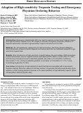 Cover page: Adoption of High-sensitivity Troponin Testing and Emergency Physician Ordering Behavior