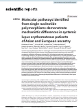 Cover page: Molecular pathways identified from single nucleotide polymorphisms demonstrate mechanistic differences in systemic lupus erythematosus patients of Asian and European ancestry.