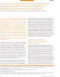 Cover page: Identifying Potential Intervention Points for Acute Hypoglycemic Events in Patients With Type 2 Diabetes Using Retrospective Clinical Data.