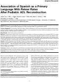 Cover page: Association of Spanish as a Primary Language With Retear Rates After Pediatric ACL Reconstruction.