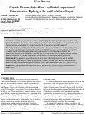 Cover page: Gastric Pneumatosis After Accidental Ingestion of Concentrated Hydrogen Peroxide: A Case Report