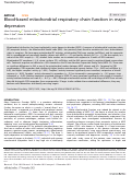 Cover page: Blood-based mitochondrial respiratory chain function in major depression