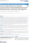 Cover page: Common Data Elements for Disorders of Consciousness: Recommendations from the Working Group on Outcomes and Endpoints