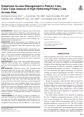 Cover page: Telephone Access Management in Primary Care: Cross-Case Analysis of High-Performing Primary Care Access Sites