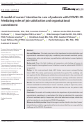 Cover page: A model of nurses’ intention to care of patients with COVID‐19: Mediating roles of job satisfaction and organisational commitment