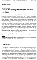 Cover page: Nevada 2011: Budget Crisis and Political Deadlock