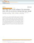 Cover page: Ultra-high open-circuit voltage of tin perovskite solar cells via an electron transporting layer design