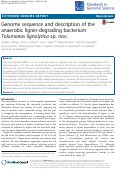 Cover page: Genome sequence and description of the anaerobic lignin-degrading bacterium Tolumonas lignolytica sp. nov.