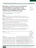 Cover page: Evaluation of a clinical score for predicting atrial fibrillation in cryptogenic stroke patients with insertable cardiac monitors: results from the CRYSTAL AF study