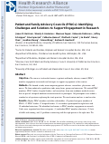 Cover page: Patient and Family Advisory Councils (PFACs): Identifying Challenges and Solutions to Support Engagement in Research.