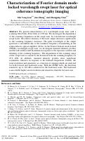 Cover page: Characterization of Fourier domain modelocked wavelength swept laser for optical coherence tomography imaging