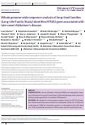 Cover page: Whole genome‐wide sequence analysis of long‐lived families (Long‐Life Family Study) identifies MTUS2 gene associated with late‐onset Alzheimer's disease