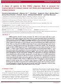 Cover page: A class of genes in the HER2 regulon that is poised for transcription in breast cancer cell lines and expressed in human breast tumors