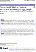 Cover page: Transplanted ENSCs form functional connections with intestinal smooth muscle and restore colonic motility in nNOS-deficient mice.