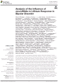 Cover page: Analysis of the Influence of microRNAs in Lithium Response in Bipolar Disorder