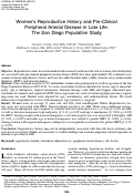 Cover page: Women's Reproductive History and Pre-Clinical Peripheral Arterial Disease in Late Life: The San Diego Population Study