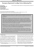 Cover page: Emergency Department Crowding: Factors Influencing Flow