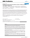 Cover page: Healthcare professionals' perceptions of pain in infants at risk for neurological impairment