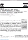 Cover page: The Extent and Specificity of Relative Age Effects on Mental Health and Functioning in Early Adolescence