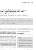 Cover page: Curating the Digital Mental Health Landscape With a Guide to Behavioral Health Apps: A County-Driven Resource.