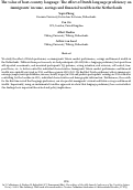Cover page: The value of host-country language: The effect of Dutch language proficiency on immigrants’ income, savings and financial wealth in the Netherlands