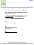 Cover page: The Influence of Environmentalism on Attitudes Toward Local Agriculture and Urban Expansion