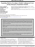 Cover page: Expanding Diabetes Screening to Identify Undiagnosed Cases Among Emergency Department Patients