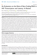 Cover page: An Evaluation on the Role of Non-Coding RNA in HIV Transcription and Latency: A Review