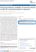 Cover page: Assessing predictive capability of neuronal network models by computing Lyapunov exponents