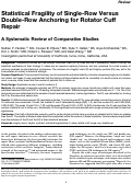 Cover page: Statistical Fragility of Single-Row Versus Double-Row Anchoring for Rotator Cuff Repair: A Systematic Review of Comparative Studies