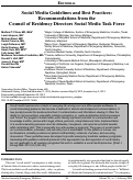 Cover page: Social Media Guidelines and Best Practices: Recommendations from the Council of Residency Directors Social Media Task Force